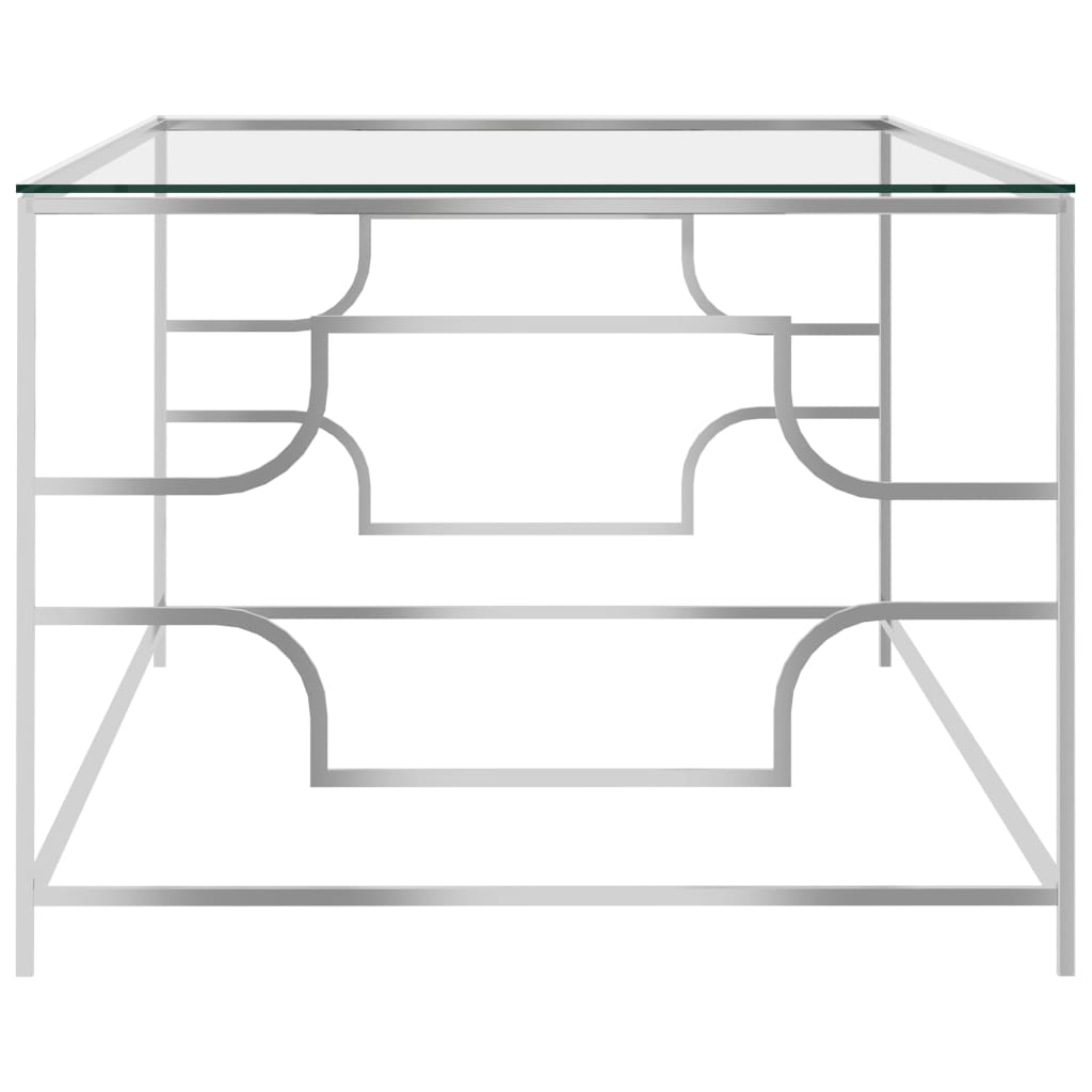  Konferenčný stolík strieborný 120x60x45 cm nehrdzavejúca oceľ a sklo