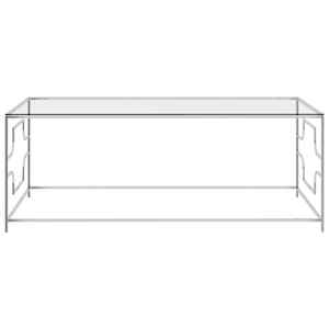 Konferenční stolek stříbrný 120x60x45 cm nerezová ocel a sklo - obrázek 2