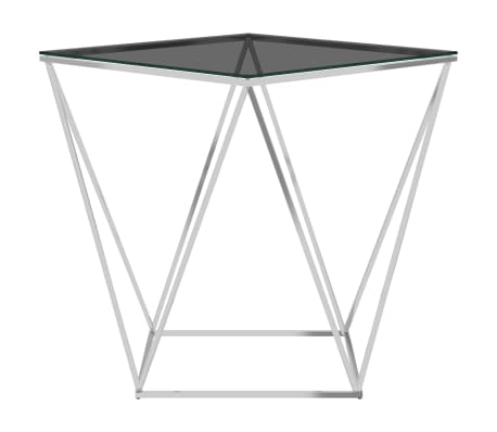 vidaXL Tavolino da Caffè Argento e Nero 50x50x55 cm in Acciaio Inox