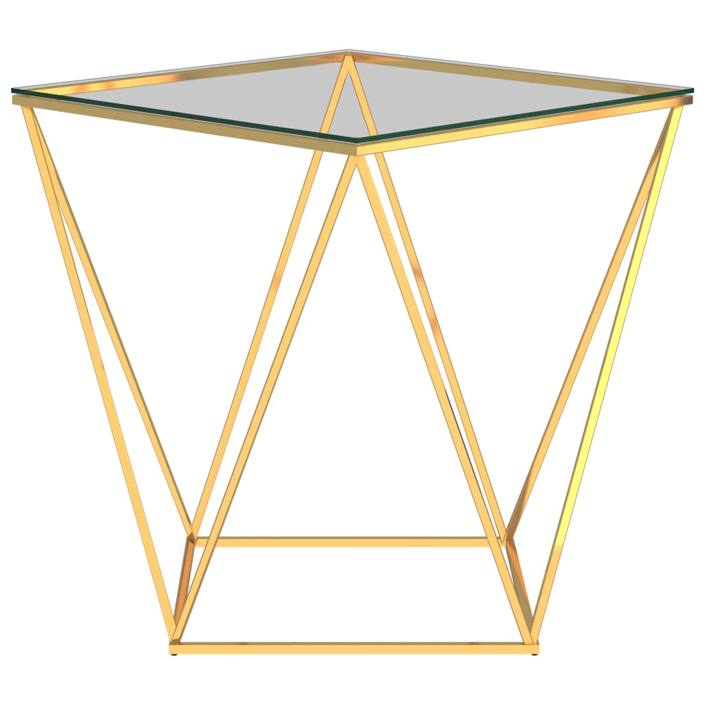 vidaXL kohvilaud kuldne ja läbipaistev, 50x50x55 cm, roostevaba teras