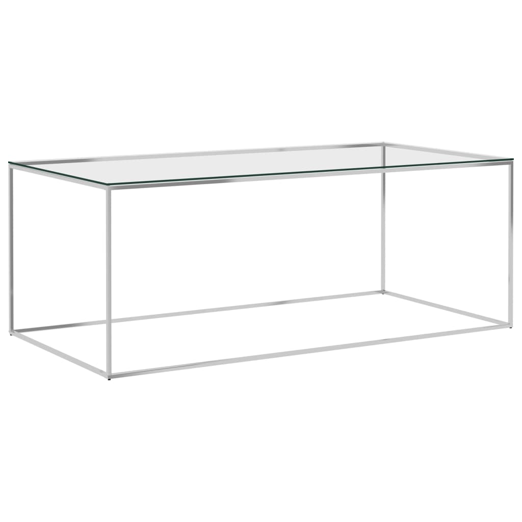 Coffee Table Silver 120x60x45 cm Stainless Steel and Glass