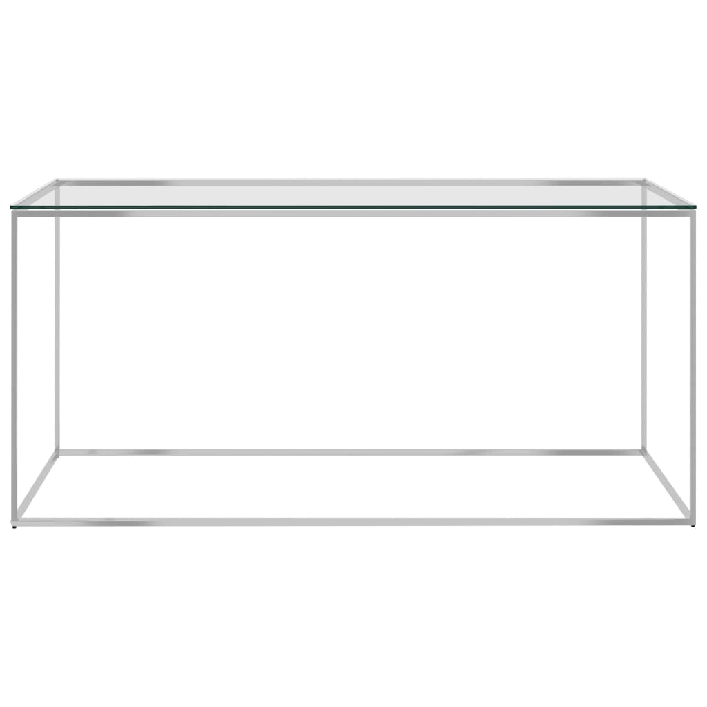 vidaXL Salontafel 90x50x43 cm roestvrij staal en glas zilverkleurig