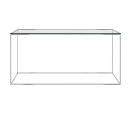 vidaXL kohvilaud hõbedane, 90x50x43 cm, roostevaba teras ja klaas