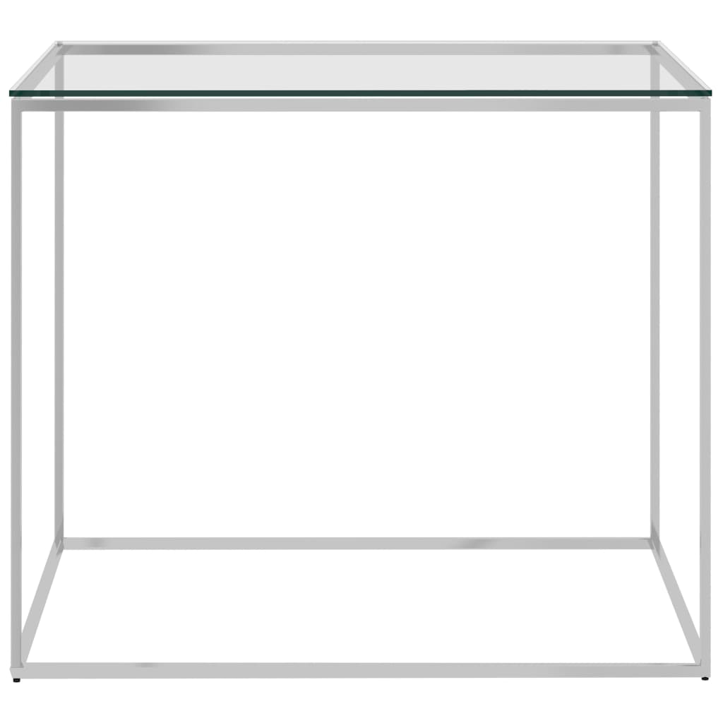 Konferenční stolek stříbrný 50x50x43cm nerezová ocel a sklo