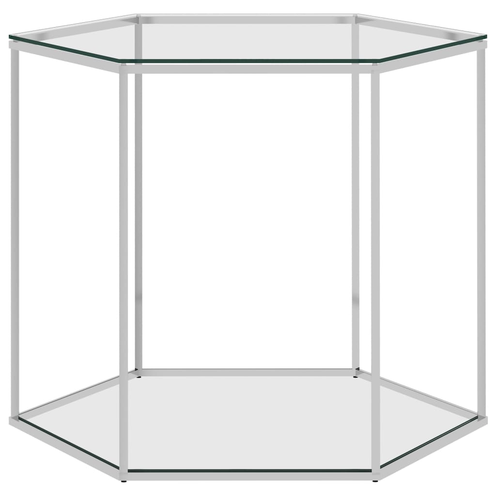 

vidaXL Salontafel 60x53x50 cm roestvrij staal en glas zilverkleurig