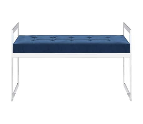 vidaXL Banc 97 cm Bleu Velours et acier inoxydable