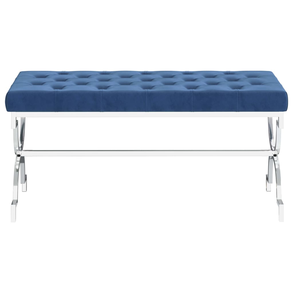 vidaXL Bankje 99 cm fluweel en roestvrij staal blauw