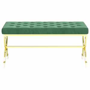 vidaXL Suoliukas, žalias, 99cm, aksomas ir nerūdijantis plienas