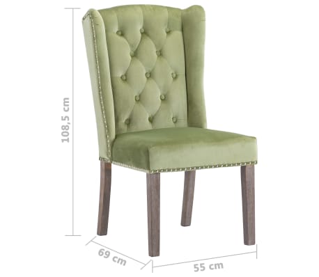 Sedia in velluto verde con gambe in metallo effetto legno - Colton