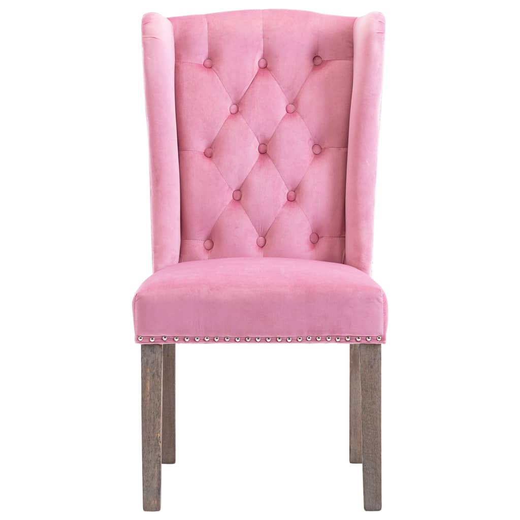 vidaXL Krzesło stołowe, różowe, obite aksamitem