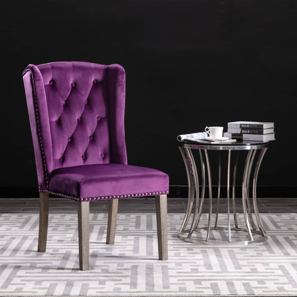 vidaXL Scaun de sufragerie, violet, catifea vidaXL imagine noua 2022