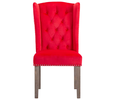 vidaXL Трапезен стол, червен, кадифе