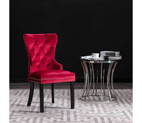 vidaXL Valgomojo kėdės, 2vnt., raudonojo vyno spalvos, aksomas