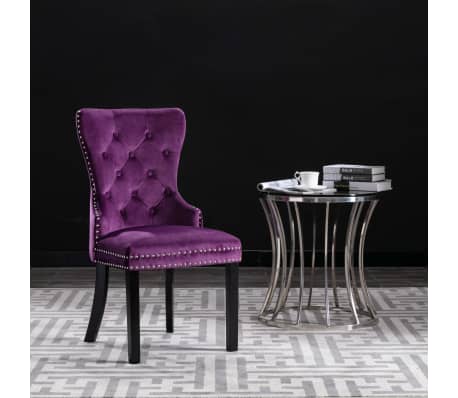 vidaXL Cadeiras de jantar 2 pcs veludo roxo