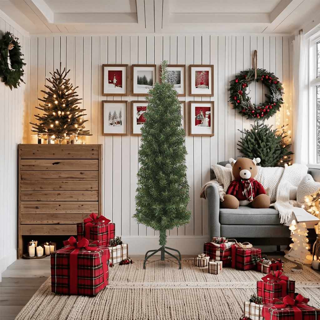 

vidaXL Kunstkerstboom met standaard smal 180 cm PVC groen