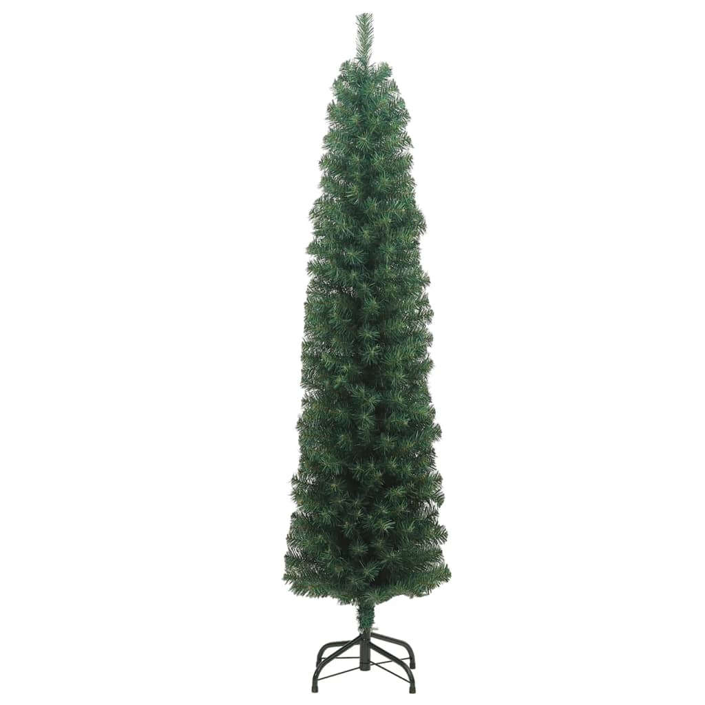 

vidaXL Kunstkerstboom met standaard smal 240 cm PVC groen