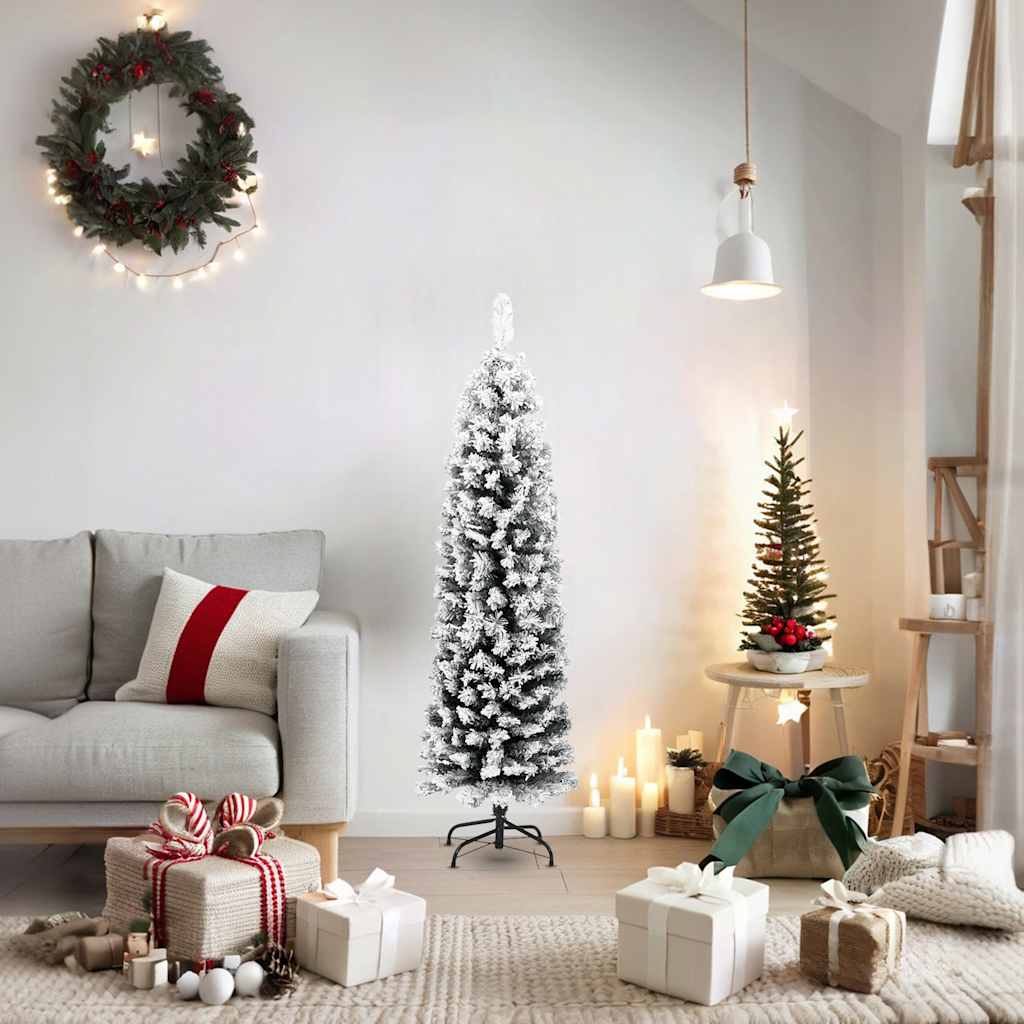 Thumbnail - vidaXL Künstlicher Weihnachtsbaum Schlank mit Schnee Grün 150 cm PVC