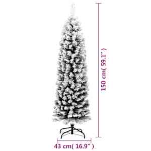 Úzký umělý vánoční stromek zasněžený zelený 150 cm PVC - obrázek 7