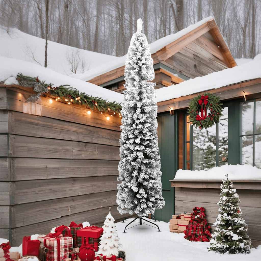 vidaXL Kunstkerstboom met sneeuw smal 240 cm PVC groen afbeelding