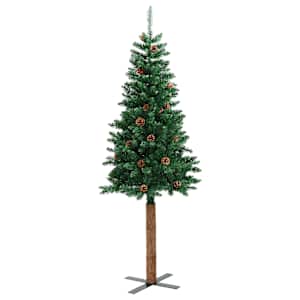 Úzký vánoční stromek pravé dřevo a šišky zelený 150 cm PVC - obrázek 3