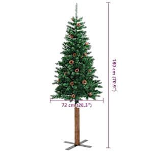 Úzký vánoční stromek pravé dřevo a šišky zelený 180 cm PVC - obrázek 7