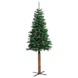 Úzký vánoční stromek pravé dřevo a šišky zelený 210 cm PVC - obrázek 3