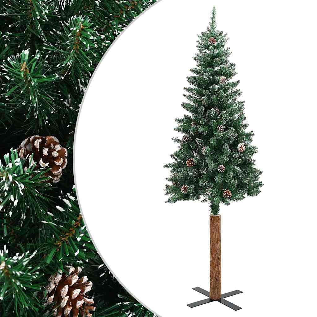 vidaXL Úzký vánoční stromek pravé dřevo a bílý sníh zelený 150 cm