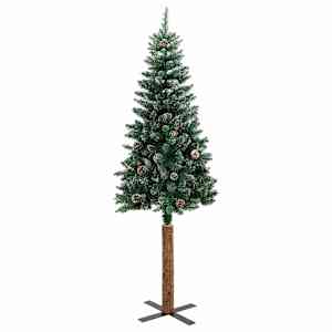 Úzký vánoční stromek pravé dřevo a bílý sníh zelený 150 cm - obrázek 3