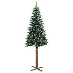 Úzký vánoční stromek pravé dřevo a bílý sníh zelený 180 cm - obrázek 3