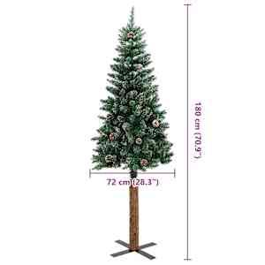 Úzký vánoční stromek pravé dřevo a bílý sníh zelený 180 cm - obrázek 7