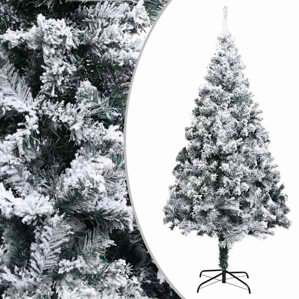 vidaXL kunstkuusk lumiste okstega, roheline, 210 cm, PVC