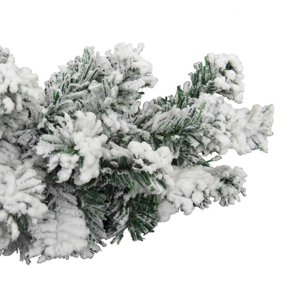 Zöld PVC karácsonyi füzér pelyhes hóval 10 m 