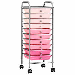 vidaXL 10 sahtliga liigutatav hoiuk&auml;ru, ombre, roosa, plast