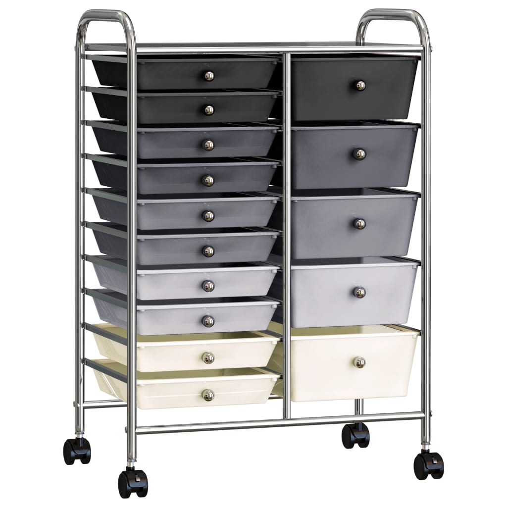 

vidaXL Opbergtrolley met 15 lades mobiel XXL kunststof ombre