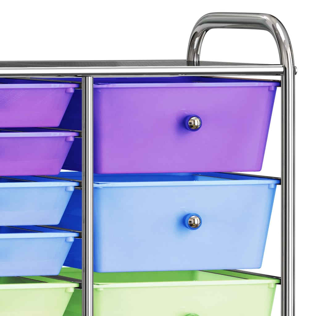 Mobilní úložný vozík s 15 zásuvkami vícebarevný plastový