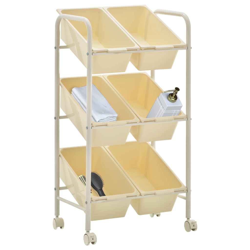 vidaXL 6-Basket Toy Storage Trolley White Plastic