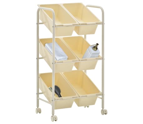 vidaXL 6-Basket Toy Storage Trolley White Plastic