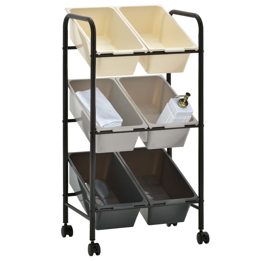 

vidaXL Opbergtrolley met 6 bakken kunststof ombre