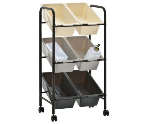 vidaXL 6-Basket Toy Storage Trolley Ombre Plastic