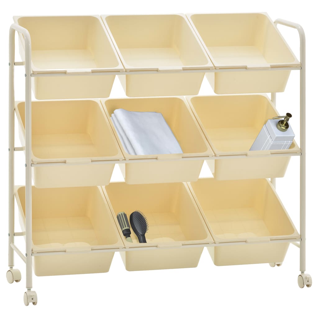 vidaXL 9-Basket Toy Storage Trolley White Plastic