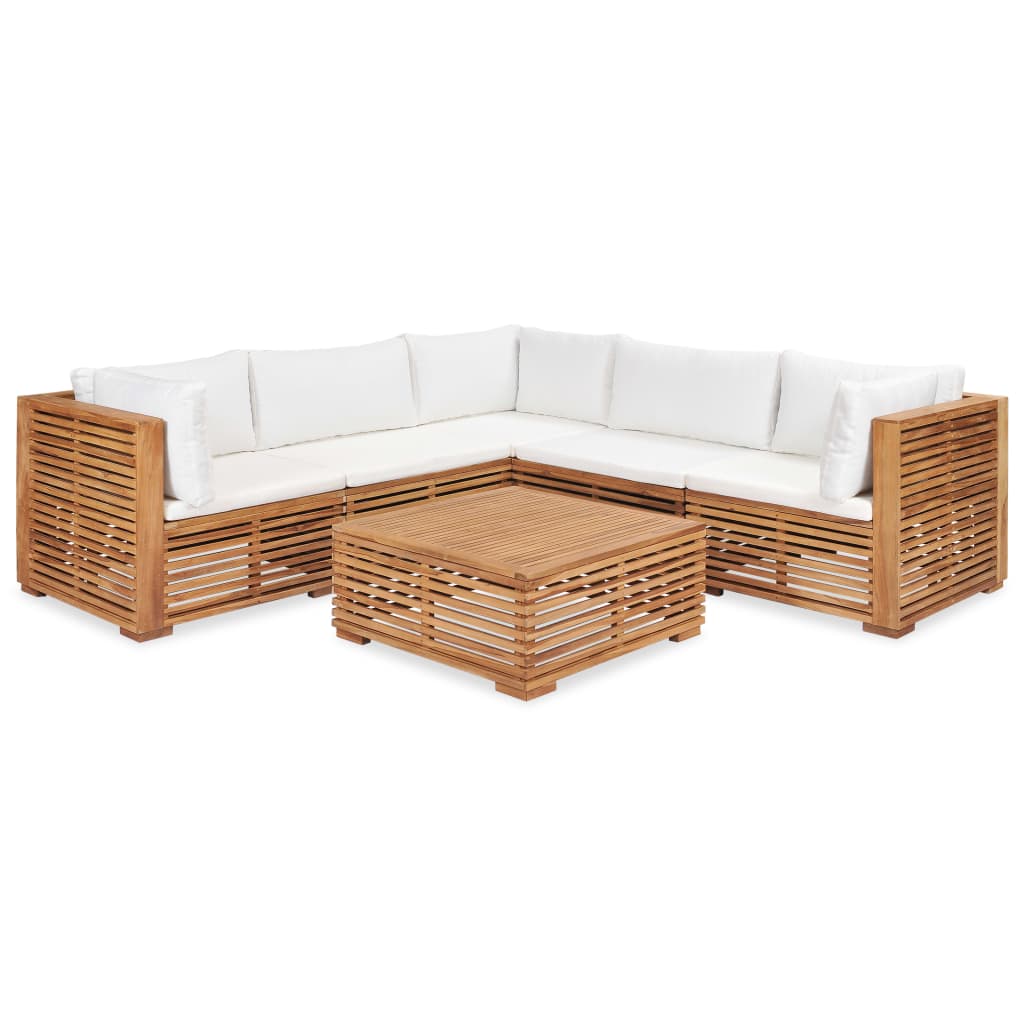 vidaXL Set mobilier de grădină cu perne, 6 piese, lemn masiv de tec vidaXL