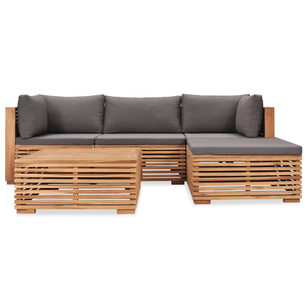 

vidaXL 5 Piece Patio Lounge Set with Cushions Solid Teak Wood