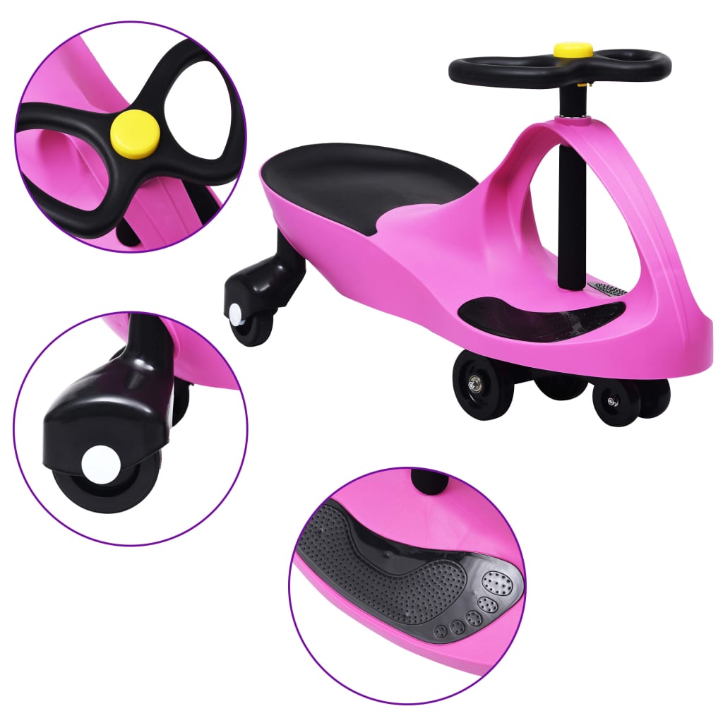 vidaXL Loopauto wiebelend met toeter roze