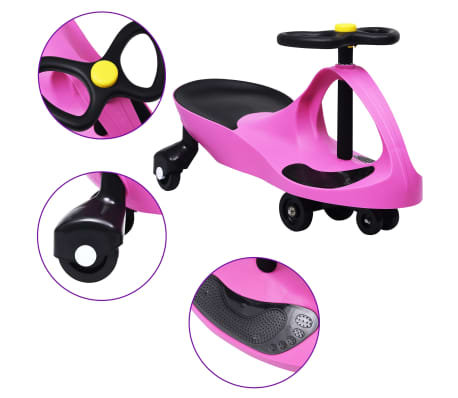 vidaXL Въртяща се кола с клаксон тип играчка за яздене, розова