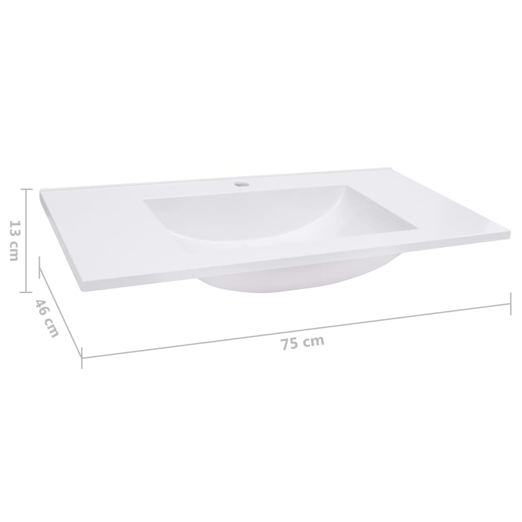 Fehér SMC beépítheető mosdókagyló 750 x 460 x 130 mm 