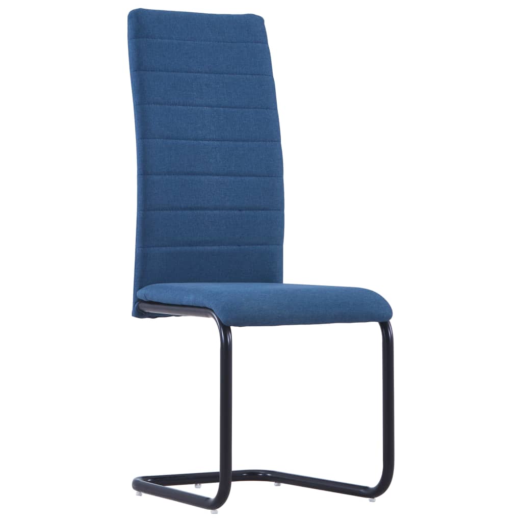 vidaXL Cantilever Dining Chairs 6 pcs Blue Fabric