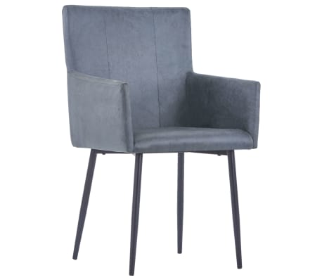 vidaXL Dining Chairs with Armrests 4 pcs Grey Faux Suede Leather