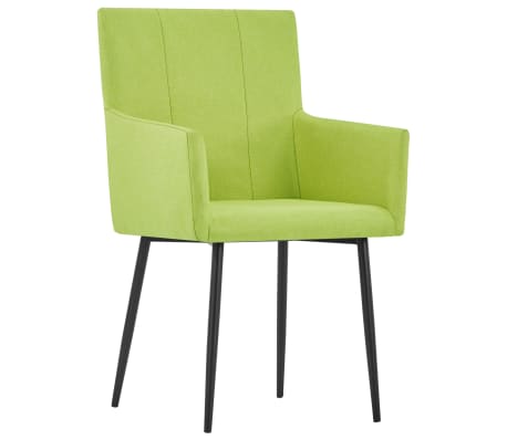 vidaXL Dining Chairs with Armrests 4 pcs Green Fabric