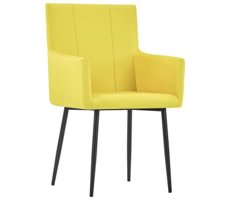 vidaXL Dining Chairs with Armrests 4 pcs Yellow Fabric
