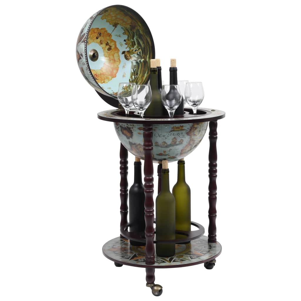 vidaXL Solid Eucalyptus Wood Globe Bar Wine Stand Liquor Multi eBay